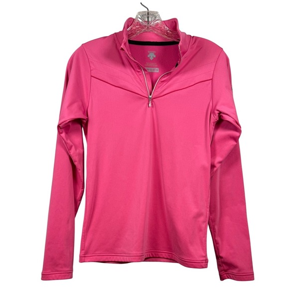 DESCENTE Girls Ski Performance Base Layer, 1/4 Zip, Hot Pink, Size Juniors 14 - Picture 2 of 11
